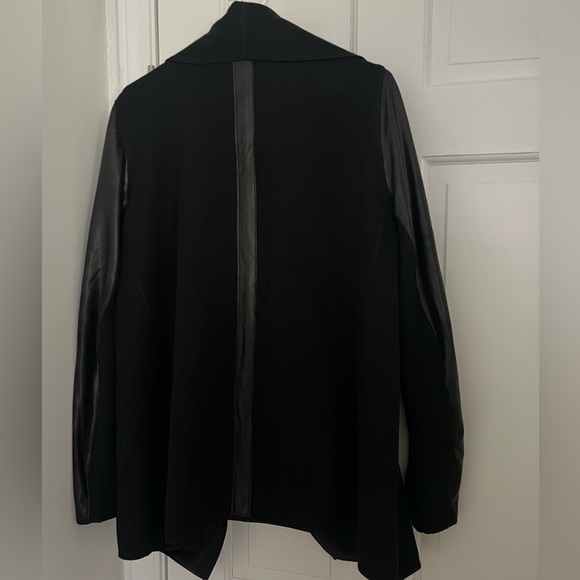 Spanx drape front jacket blazer faux leather sleeves womens plus size 1x black - Picture 7 of 7